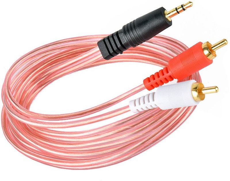 Techvik RCA Audio Video Cable 5 m 5 meter Waterproof And Transparent Stereo AUX RCA Audio Video Cable  (Compatible with Home Theater, Multicolor, One Cable)