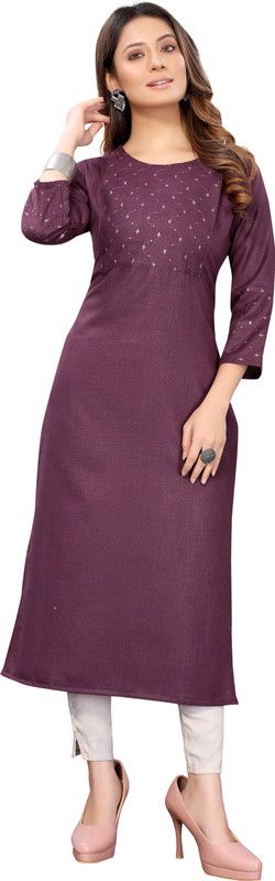 Women Embellished Kurta  (Purple)