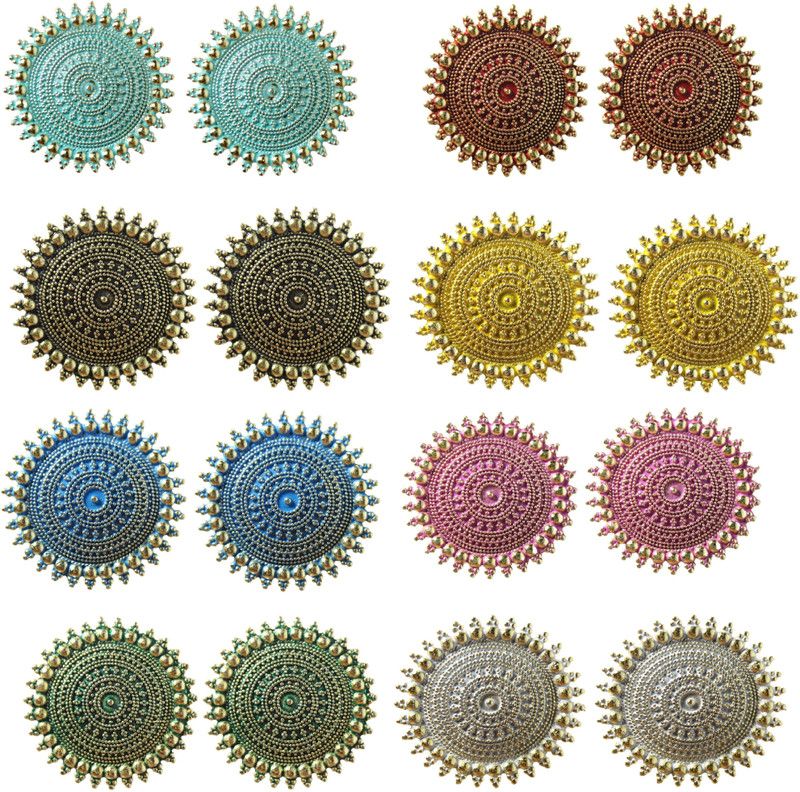 Designer Multi color Pack of 8 Pairs Jhumka earrings for women Party wear earrings Jhumka earrings fancy big for wedding Traditional Jhumka Alloy Jhumki Earring Alloy Stud Earring