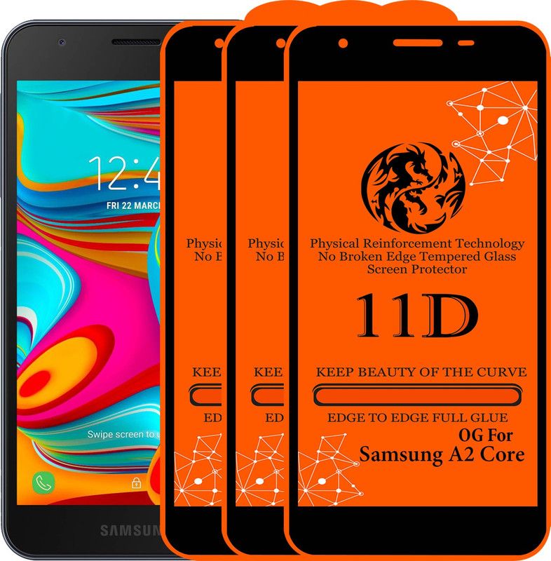 Ascensify Edge To Edge Tempered Glass for Samsung Galaxy A2 Core  (Pack of 3)