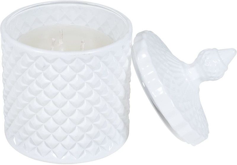 Kaameri Bazaar White Crystal Jar Delightful Candle with Rosewood and Jasmine Fragrance  (200 g)