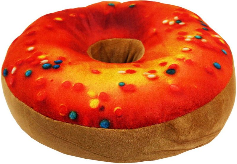 Muren Polyester Fibre Printed Chair Cushion Pack of 1  (Orange)
