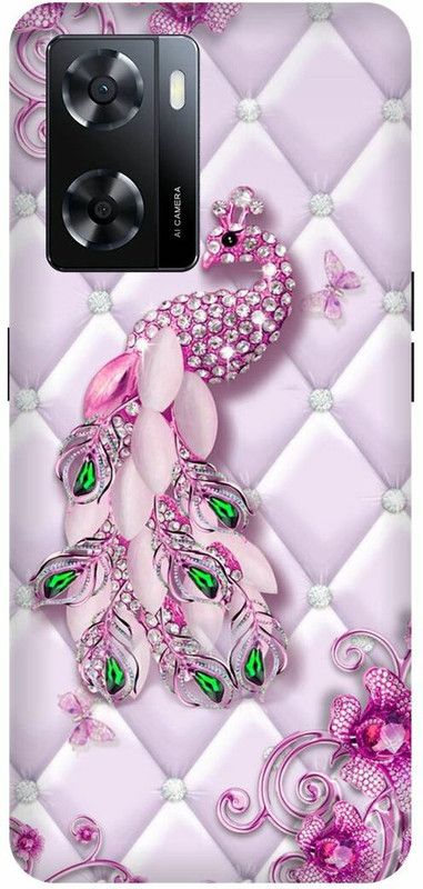 Dimora Back Cover for OPPO A 57e ,Peacock Mor Pankh GOLDEN Feather  (Multicolor, Hard Case, Pack of: 1)