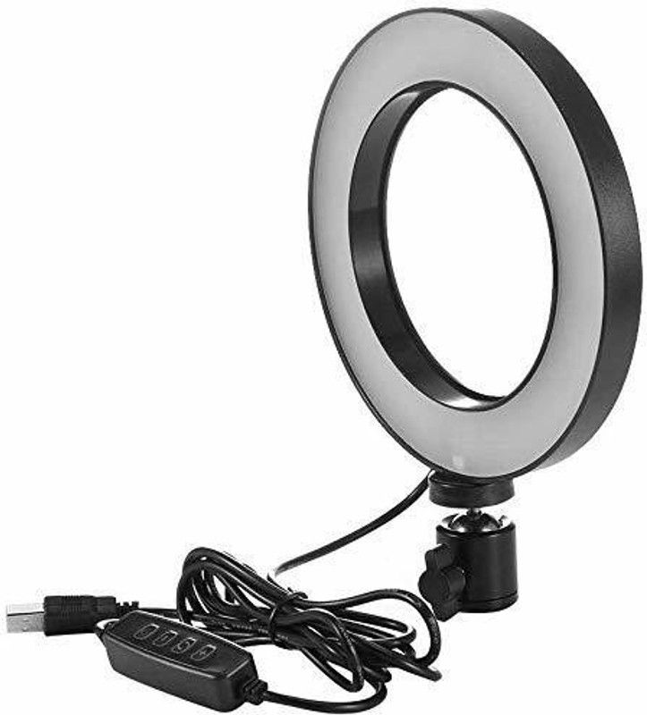 MJDCNC Ring Light with Phone Holder Dimmable Makeup Light with 3 Light Mode,10 Level Brightness for Make-up/Video Shooting/Vlogging Flash  (White&Black)