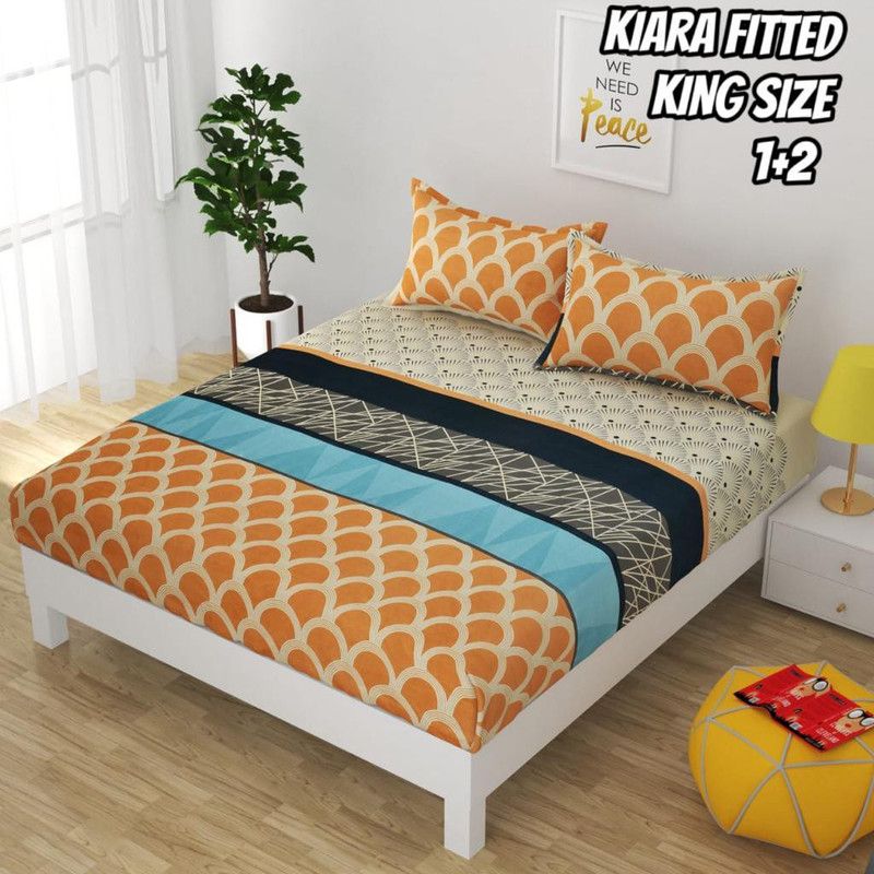 220 TC Cotton Double King Printed Bedsheet  (Pack of 1, Multicolour)