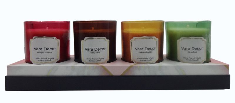 Vara Decor Set of four highly scented in gift set Candle  (Multicolor, Pack of 4)