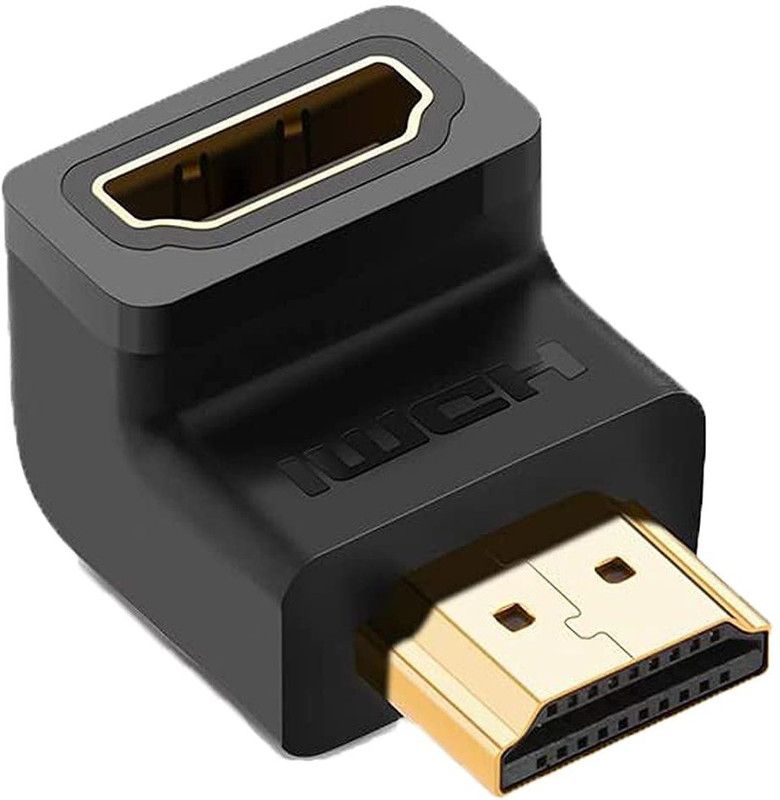RuhZa HDMI Adapter 0 m L SHAPE 90 DEGREE HDMI Male To HDMI Female Gold Plated Connector for PC HDTV  (Compatible with TV, Camera, Monitor, Laptop, Projector, Black, One Cable)