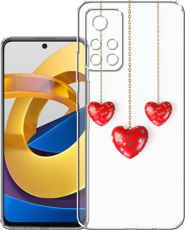 HANIRY Back Cover for Poco M4 Pro 5G, MZB0BGVIN back cover, THREE HEART, Designer, PNG_60  (Multicolor, Flexible, Silicon, Pack of: 1)