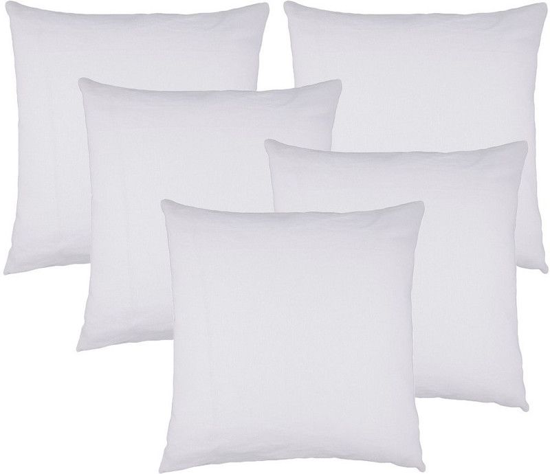 The Home Talk Microfibre Solid Decorative Cushion Pack of 5  (White)