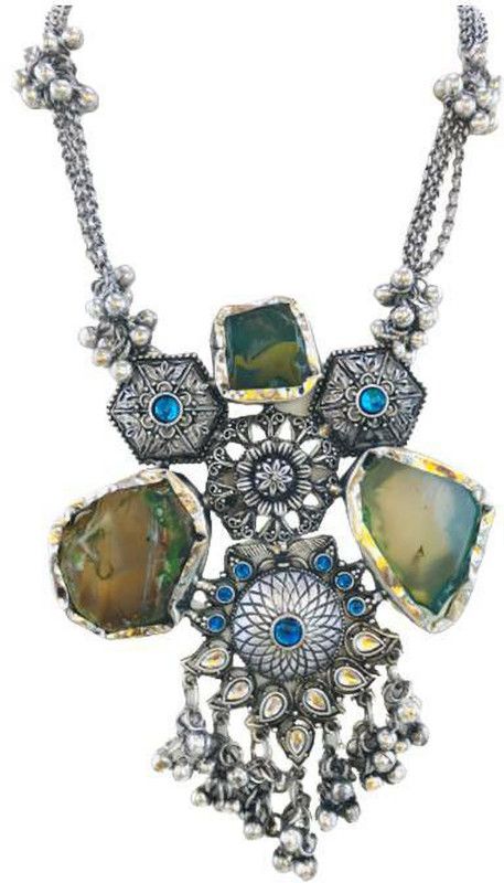 Black Silver Plated Alloy Necklace