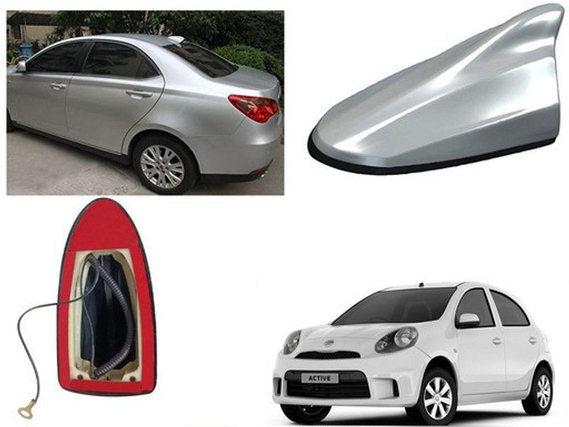 EXCHANGE CARTRENDING Antena-Slvr-Nissan Micra 2015 Shark Fin Roof top Signal Receiver AM/FM Antenna for Nissan Micra Whip Vehicle Antenna