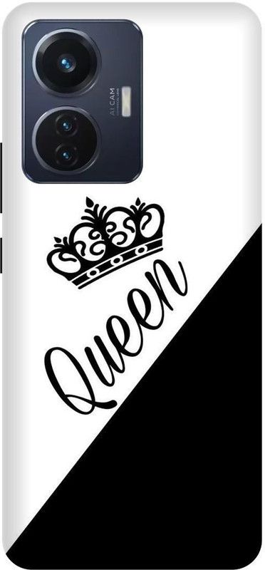 FRONK Back Cover for vivo T1 44W, V2153, QUEEN, PRINCESS, RANI  (White, Hard Case, Pack of: 1)
