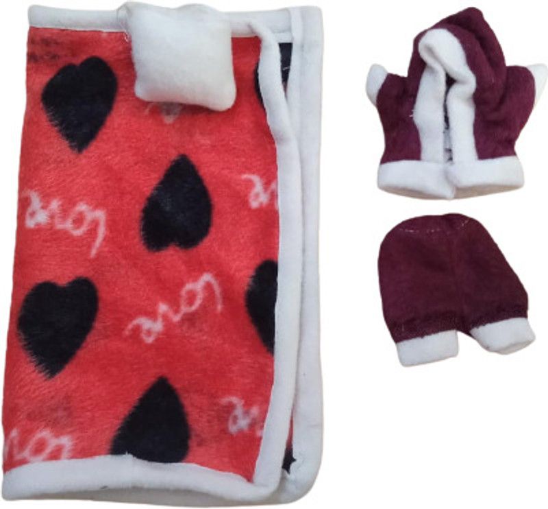 Kanha set of 2 laddu gopal g velvet suit / blanket with cushion(size 0 to 1) Dress  (Wool)