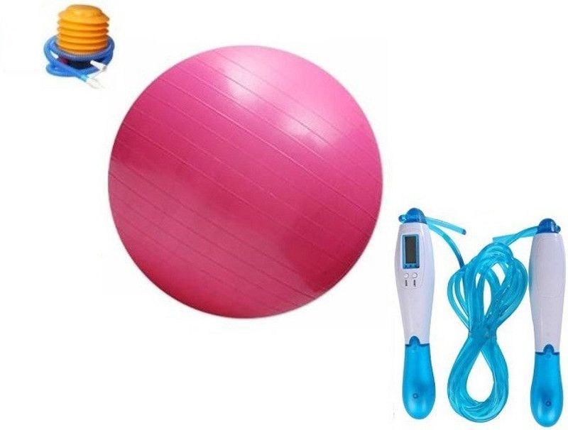 Web Mall Anti Burst 55 cm Gym Fitness Aerobics Yoga Exercise/Ball With Digital Skipping Rope Unisex Dumbbell Kit Kit