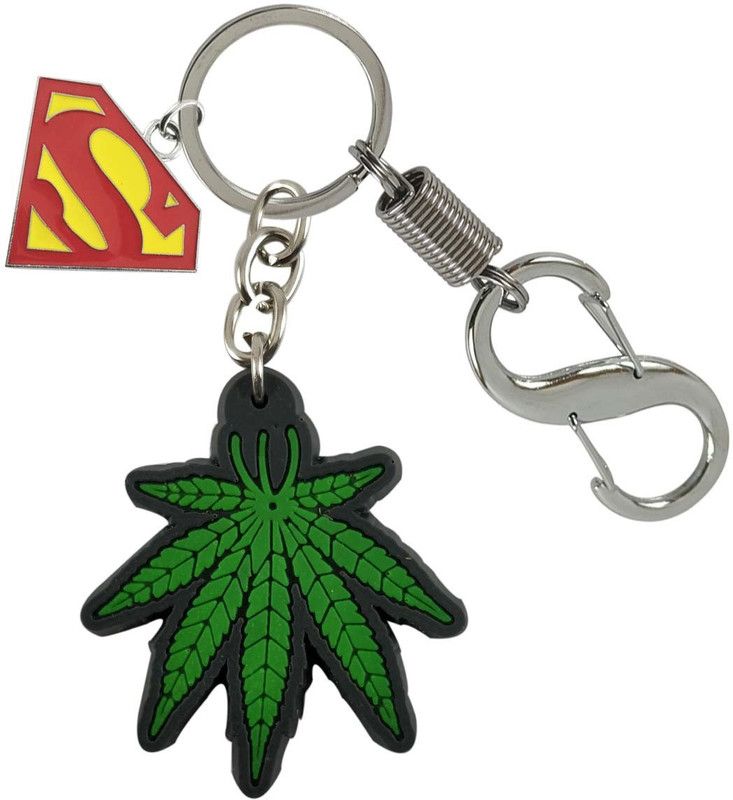 cabo dream High Quality Green Leaves in Rubber With Supermen Logo Locking Lock Key Chain