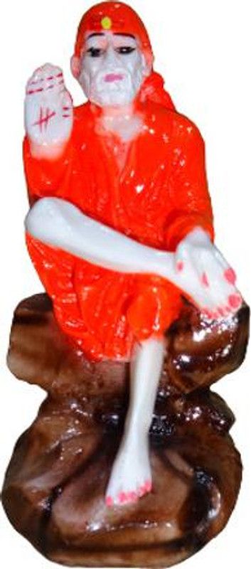 BRIGHT VISION CRAFT SAI BABA MURTI Decorative Showpiece - 14 cm  (Polyresin, Orange)