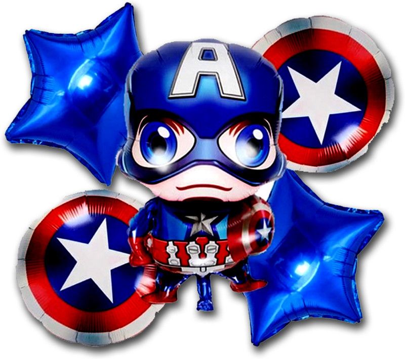 ADSpackers Printed Captain Foil Toy Foil Balloons Party Birthday Party ,toys, Figures, Balloon  (Red, Gold, Pack of 5)