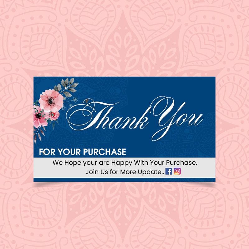 B2B THANK YOU - 100 Business Card  (ROYAL BLUE WITH FLORAL PRINT, Pack of 100)