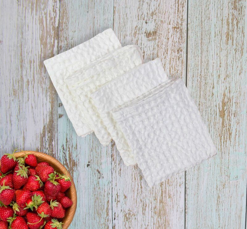 COTTON CANDY KITCHEN TOWELS White Cloth Napkins  (4 Sheets)