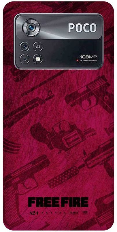 FRONK Back Cover for POCO X4 Pro 5G, FREEFIRE, GAME  (Purple, Hard Case, Pack of: 1)