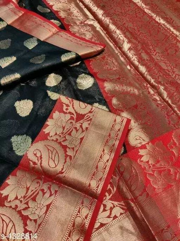 Embellished Banarasi Art Silk Saree  (Black)