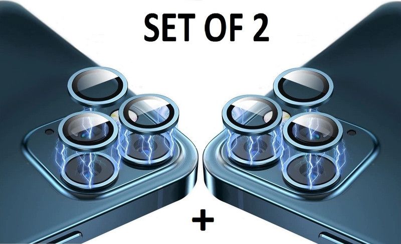 Cowboy Camera Lens Protector for Apple iPhone 12 Pro Max Camera Tempered Glass Alloy Lens Ring Cover (Blue)  (Pack of 2)