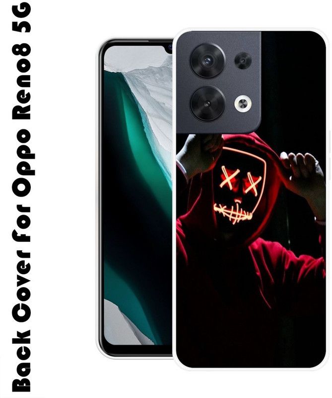 SIMAWAT Back Cover for Oppo Reno8 5G  (Red, Black, Grip Case, Silicon, Pack of: 1)