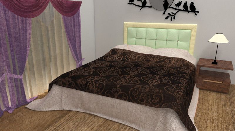 home creation Self Design Double Mink Blanket for Mild Winter  (Microfiber, Brown)