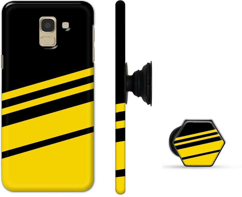 ChicShell Back Cover for Samsung Galaxy J6, Samsung Galaxy On6  (Black, Yellow, Cases with Holder, Pack of: 2)