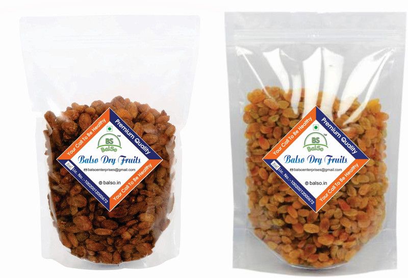 BalSo -Premium 100% Natural Kishmish (250g) And Munakka (250g) 500g dry fruits combo pack Kishmish And Munakka (2 x 250g) Raisins, Raisins  (2 x 250 g)