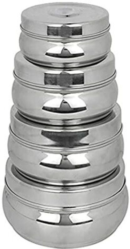 KITCHEN CLASSICO Steel Grocery Container - 200 ml, 300 ml, 450 ml, 700 ml  (Pack of 4, Silver)