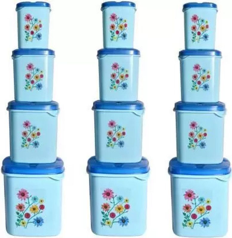 HARI KRISHNA Plastic Grocery Container - 250 ml, 500 ml, 1000 ml, 1500 ml  (Pack of 12, Blue)