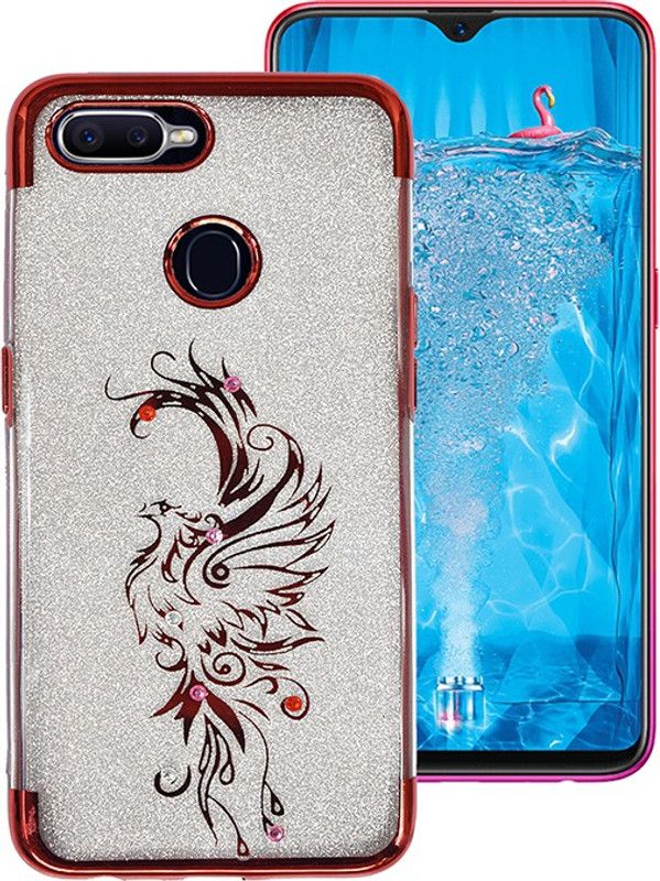 MARSHLAND Back Cover for Oppo F9, F9 Pro, Shimmer Poly Side Corner Red  (Red, Transparent, Shock Proof, Silicon, Pack of: 1)