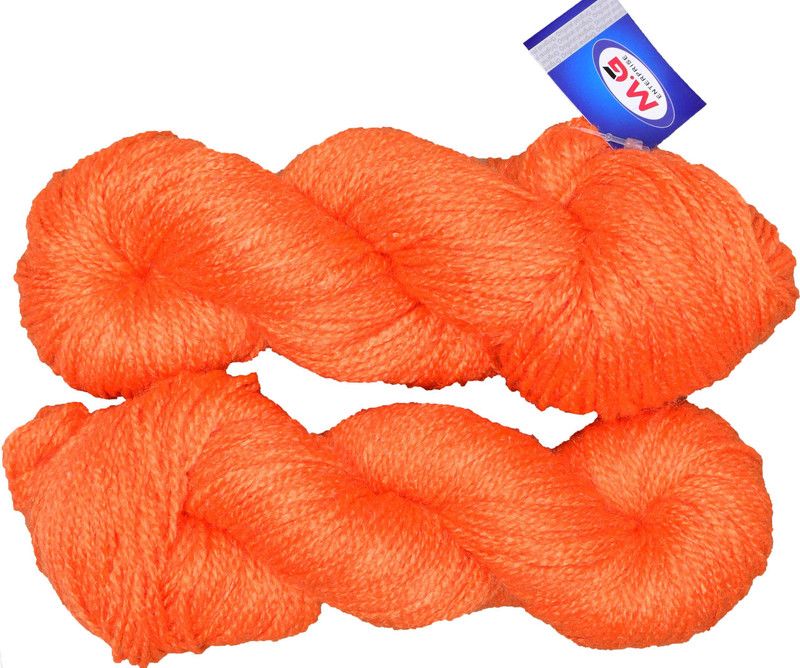 KNIT KING Popeye Orange (400 gm) Wool Hank Hand knitting wool / Art Craft soft fingering crochet hook yarn, needle knitting yarn thread dyed