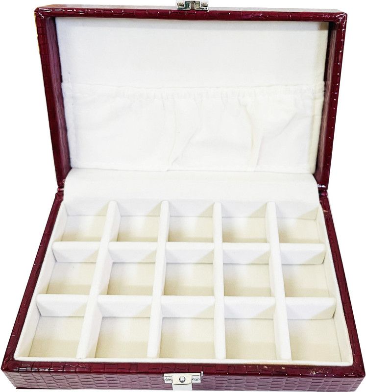 la trove Universal Trinket Multi-Purpose Box Jewellery Storage With Pocket Organizer Box For Rings, Earrings, Chains, Cufflinks, Necklace Vanity Box  (Cherry)