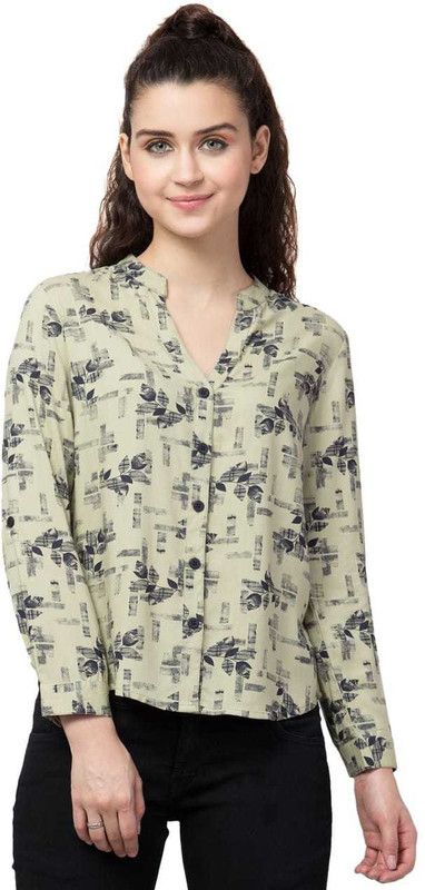 Casual Regular Sleeves Printed Women Beige Top