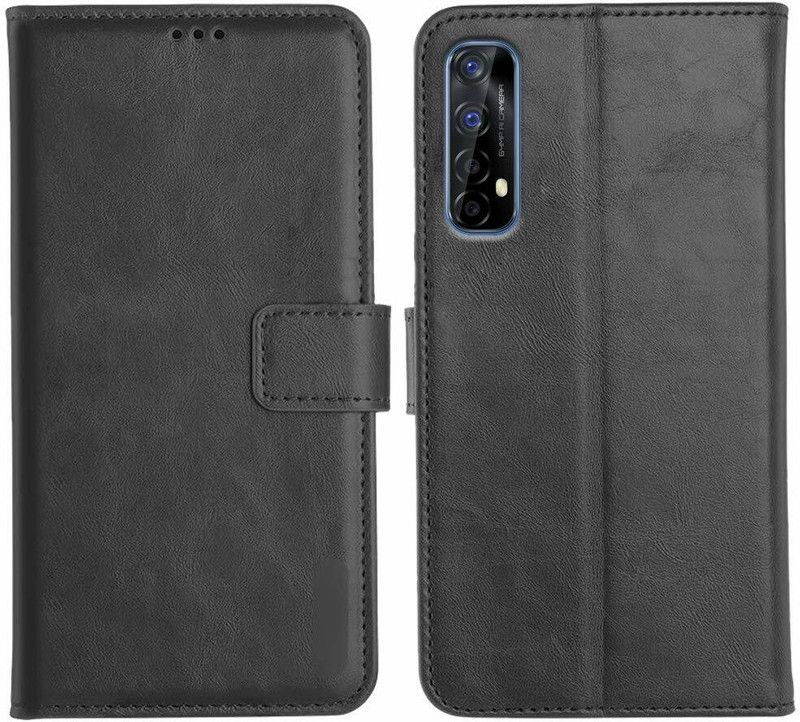 HYBEX Flip Cover for Realme 7,Narzo 30 4G,Narzo 20Pro Leather Finish Inside TPU with Card Pockets Wallet Stand  (Black, Cases with Holder)