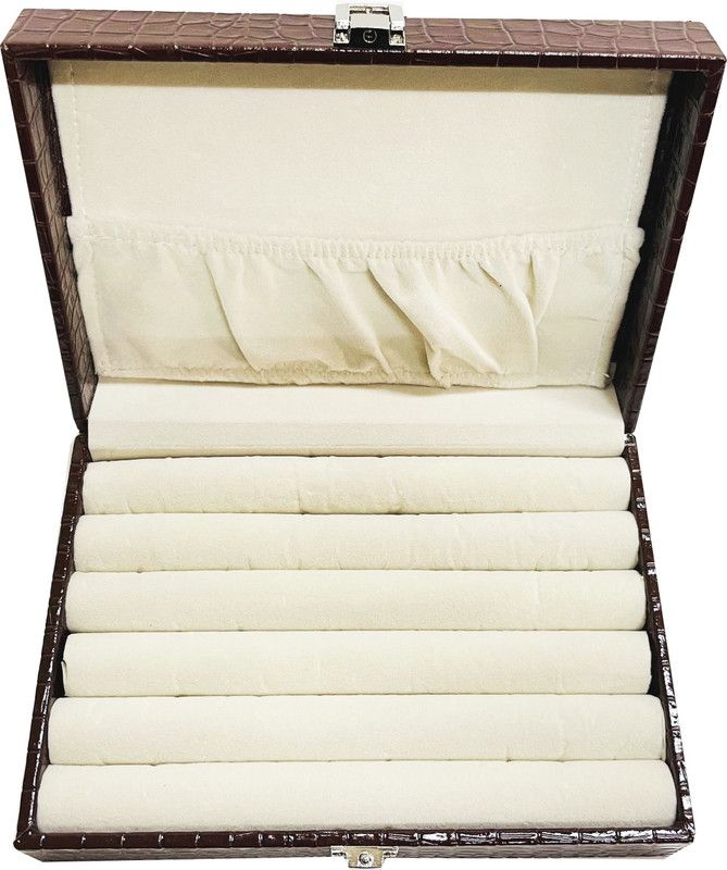 la trove Ring Box Portable Jewellery Storage with Pocket Organizer Jewelry Box (Ring) Vanity Box  (Brown)