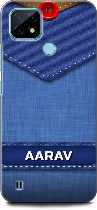 WallCraft Back Cover for Realme C21, RMX3201 AARAV NAME, A, LETTER, BLUE, JEANS, ALPHABET, DESIGN  (Multicolor, Dual Protection, Pack of: 1)