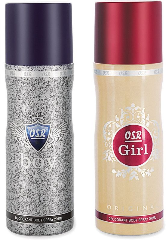 OSR Combo of Boy and Girl Deodorant Body Spray 200 ml each Body Spray - For Boys & Girls  (400 ml, Pack of 2)