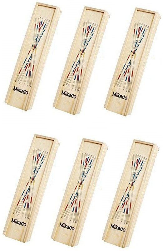 RVM Toys Mikado Wooden 31 Pick Up Sticks Spiel is Best Return Gift Fun Family Indoor Board Game Toy for Adults and Kids 6+ Years (Pack of 6) Mikado Sticks With Box