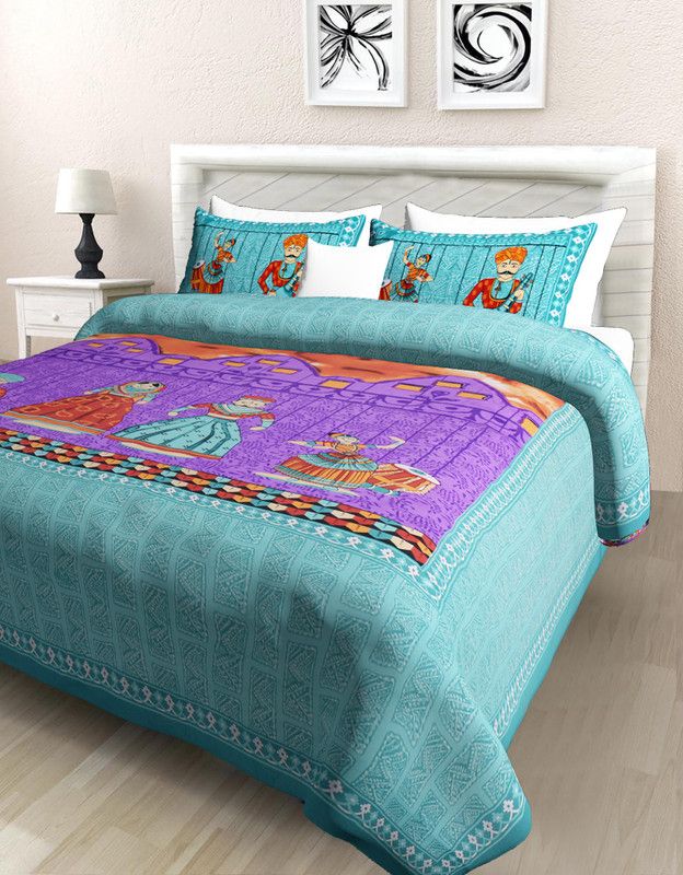 Cotton Double Bedsheet  (Pack of 2, C-Green)