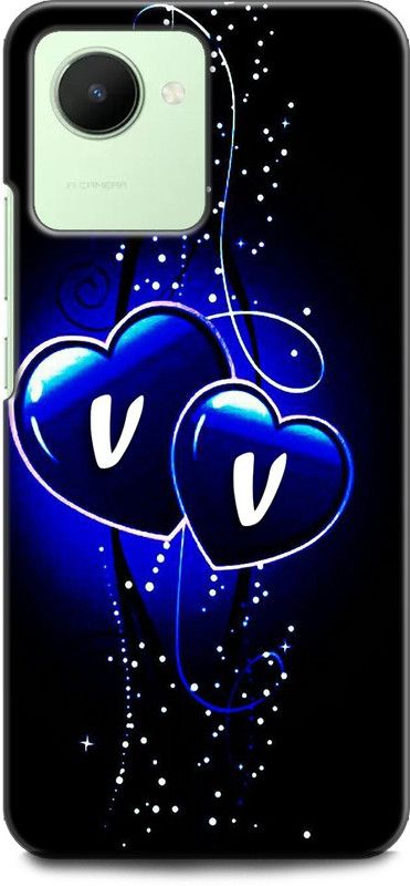 WallCraft Back Cover for Realme C30, RMX3581 V V, V LOVES V, V NAME, ALPHABET, VV LOVE, HART, BLUE  (Multicolor, Dual Protection, Pack of: 1)