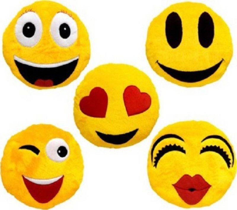 royal aditya Microfibre Smile Cushion Decorative Cushion Pack of 5  (Yellow)
