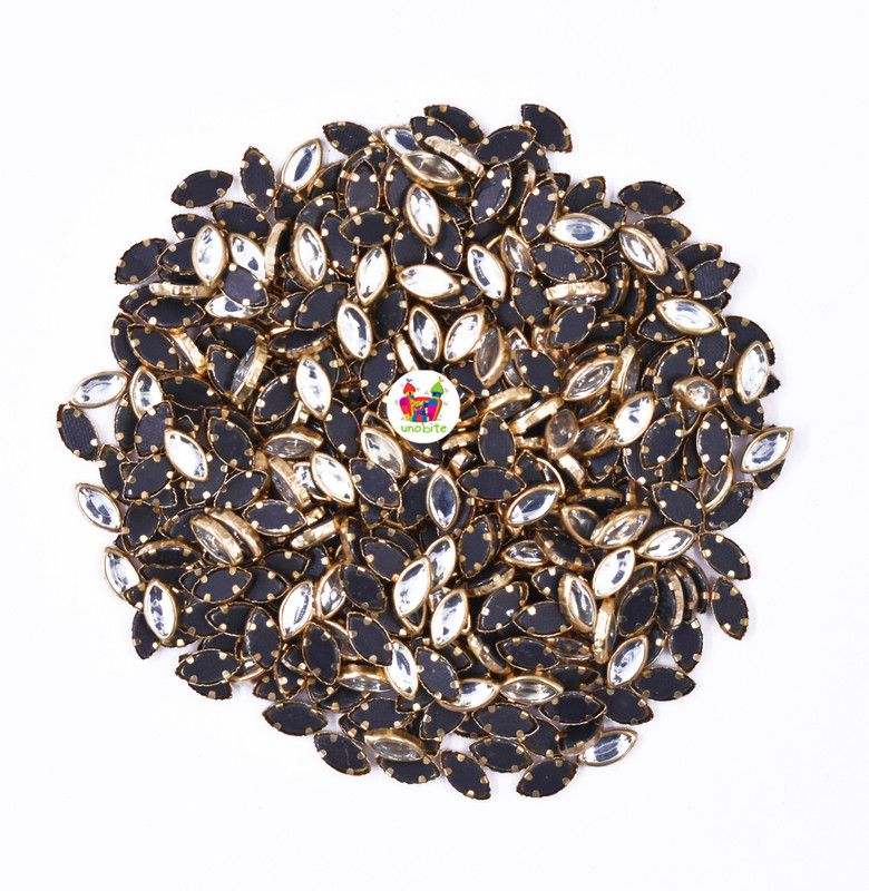 Unobite Kundan Stones for Embroidery, Jewellery Making(8K, Eye Shape, 50 Grams)