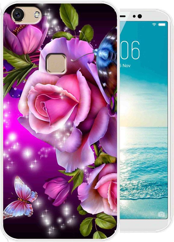 SuperQueen Back Cover for VIVO V7  (Pink, Green, Flexible, Silicon, Pack of: 1)