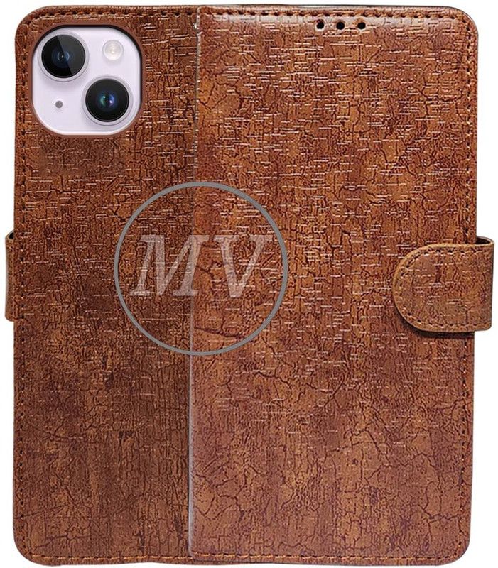 MV Back Cover for iPhone 14  (Brown, Cases with Holder, Pack of: 1)