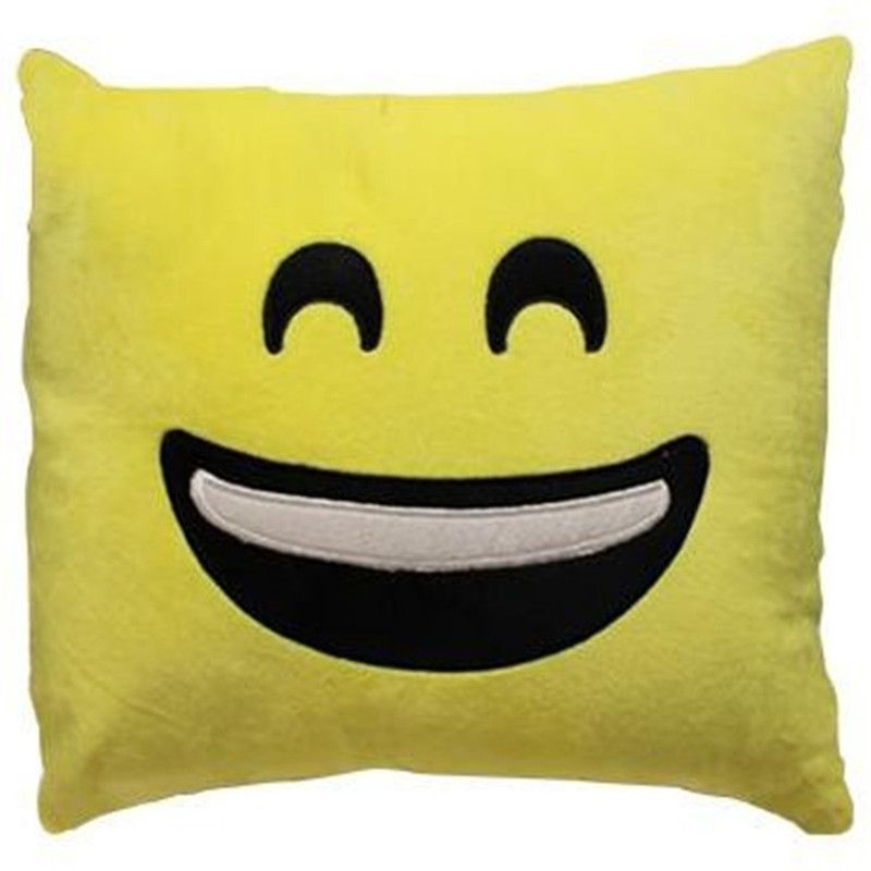 Young Man Microfibre Emoji Square Design Decorative Cushion Pack of 1  (Yellow)