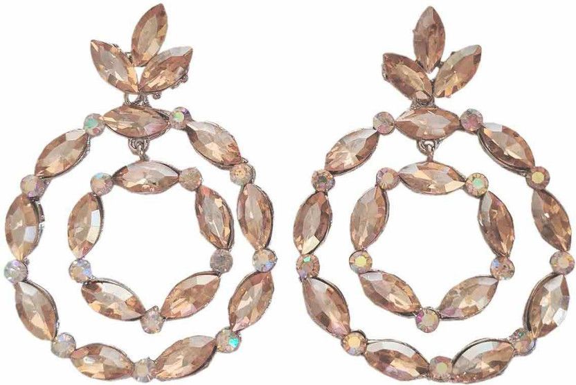 Golden Stones Double Round Hoops Alloy Hoop Earring