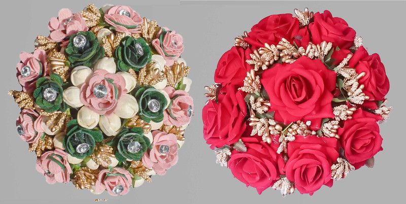 Arosha Artificial Juda Maker Flower Gajra Accessories (Pack-02) For Women & Girls Multi Bun  (Multicolor)